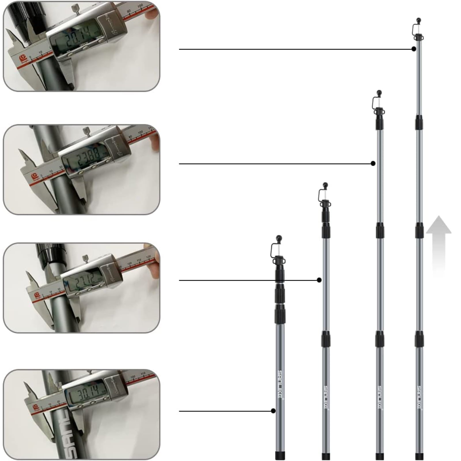 SAN LIKE Telescoping Tarp Poles 98.5in Aluminum Camping Tent Poles Camping poles for Hiking Lightweight Tent Poles for Tarp 4 Section Adjustable Tent Accessories Set of 2 &1 Bag