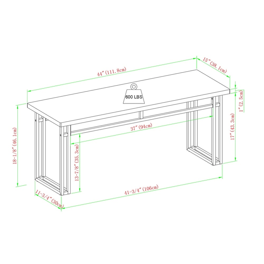 Middlebrook 44 inch Modern Metal Leg Dining Bench