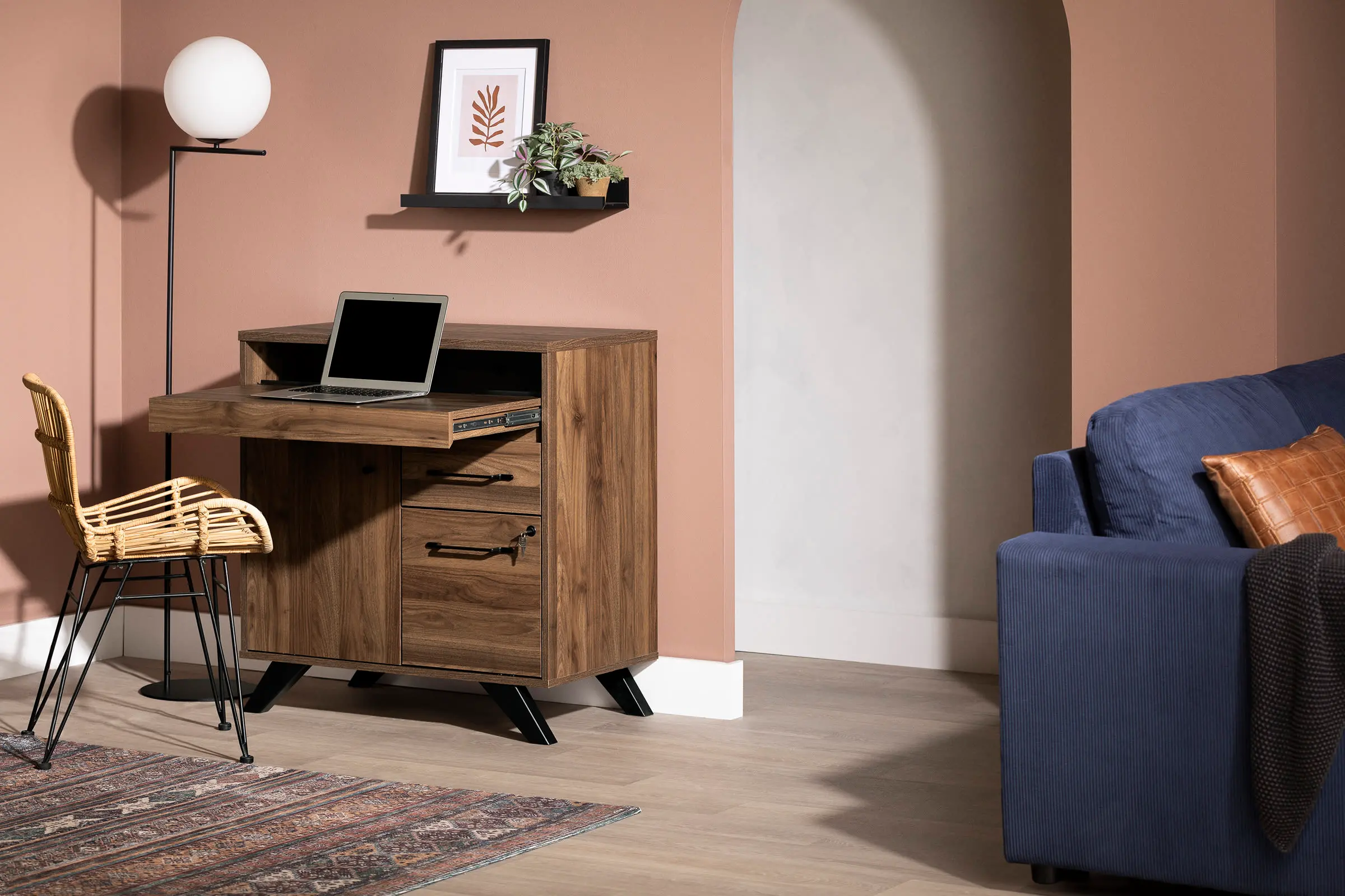 Flam Dark Brown Multi-Function Secretary Desk