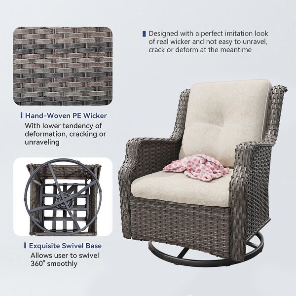 Cozywor Wicker Patio Outdoor Lounge Chair Swivel Rocking Chair (Set of 1)