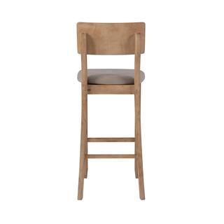 Linon Home Decor Rodman Greywash Barstool with Padded Grey Linen Cotton Seat 017102GWSH01U