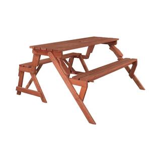 Leisure Season 55 in. x 58 in. x 30 in. Cedar Folding Picnic Patio Table and Bench FPTB7104