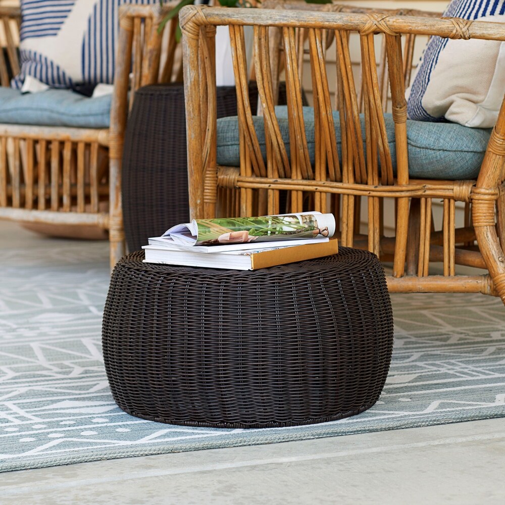 Handwoven Resin Storage Stool Ottoman