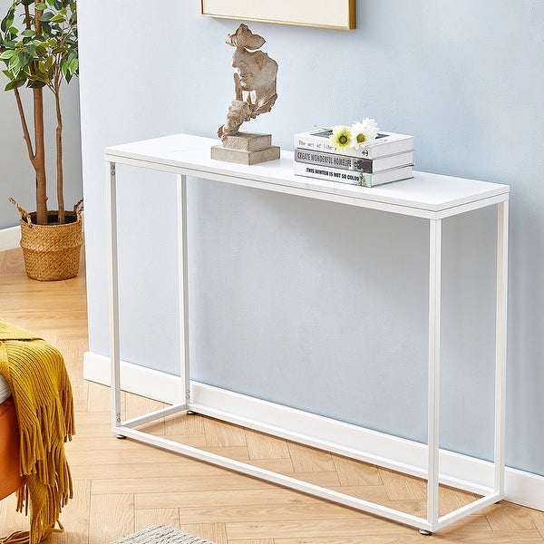 Modern Multifunctional Faux Marble Tabletop Console Table for Entryway