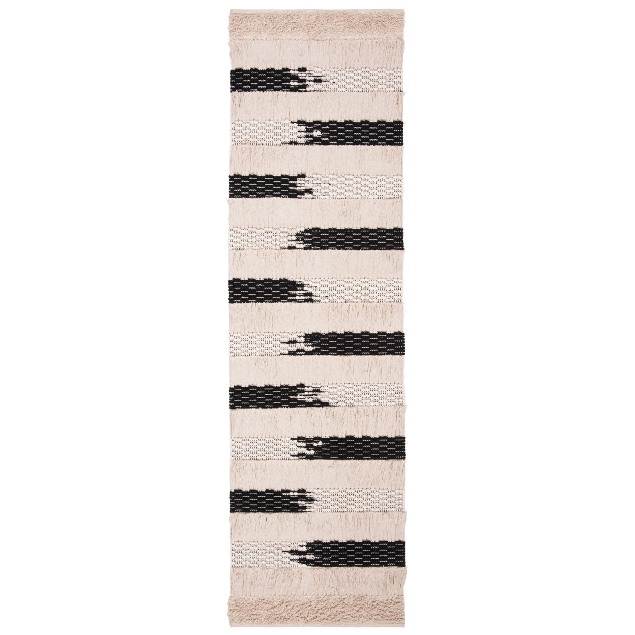 SAFAVIEH Natura Proinsias Striped Cotton Area Rug, Ivory/Black, 5' x 8'