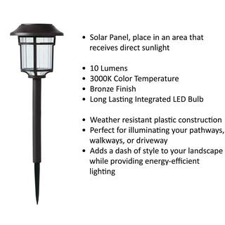 Hampton Bay Solar Bronze LED Path Light 10 Lumens (6-Pack) P3100-01-12