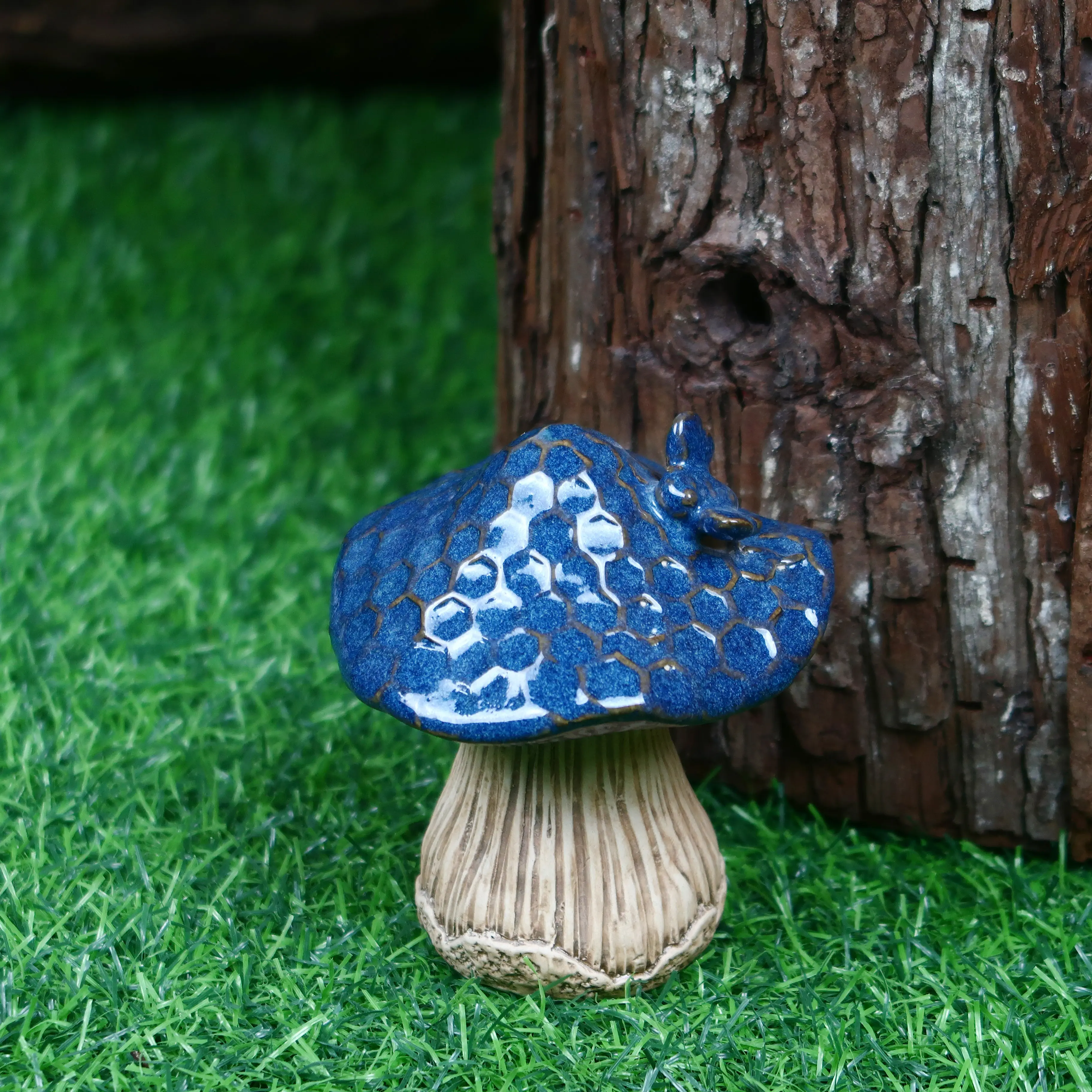 Wholesale courtyard ceramic craft mushroom ornament outdoor green plant garden set wedding decoration ceramic mushroom