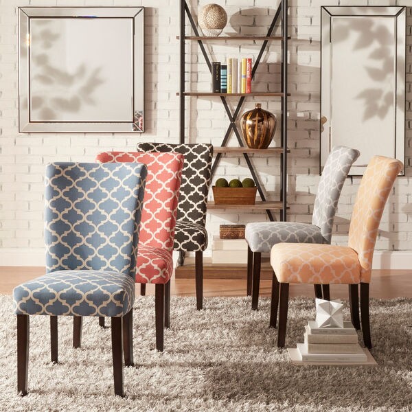 Catherine Moroccan Pattern Fabric Parsons Dining Chair (Set of 2) by iNSPIRE Q Bold