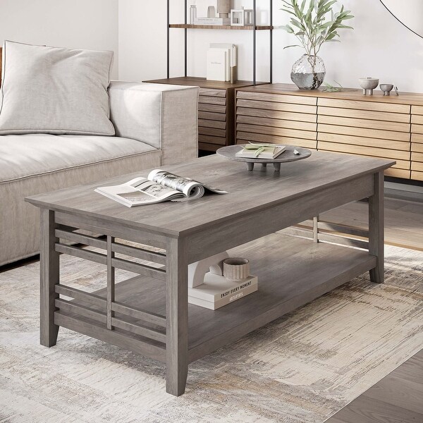 Modern Wood Coffee Table with Storage Shelf Two Tier Rectangular Stylish Decor for Living Room Conversation - as picture