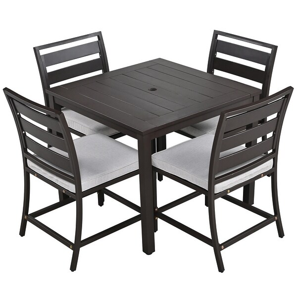 4 Pcs Patio Dining Sets Patio Conversation Sets with Umbrella Hole -  - 37895085