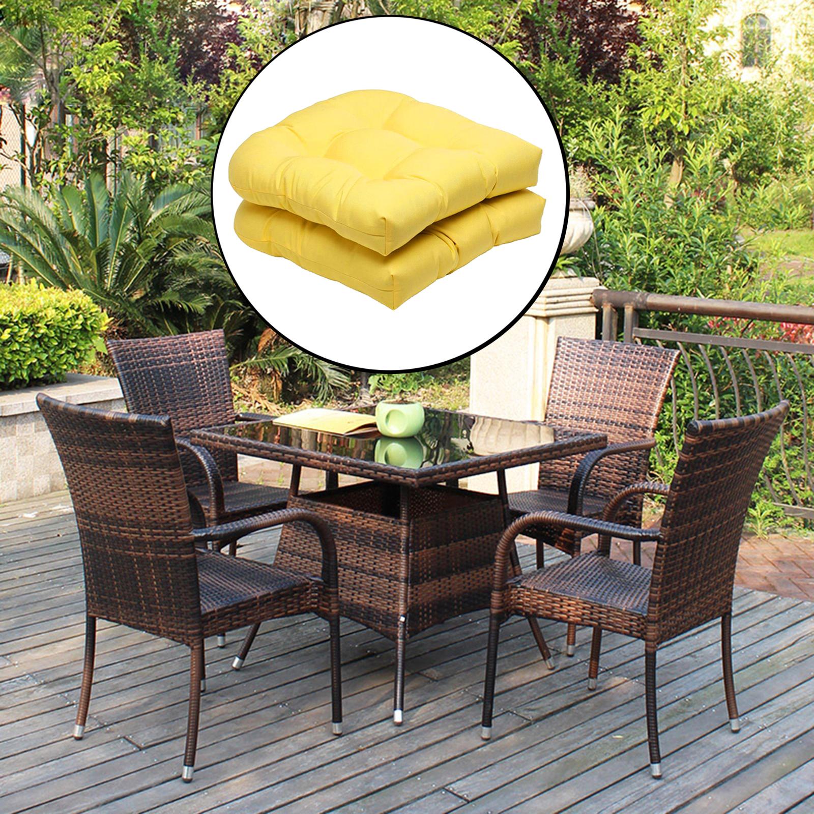 2 Pack Solid Color Tufted Pad Wicker Se Cushions 48x48cm Pio Yellow