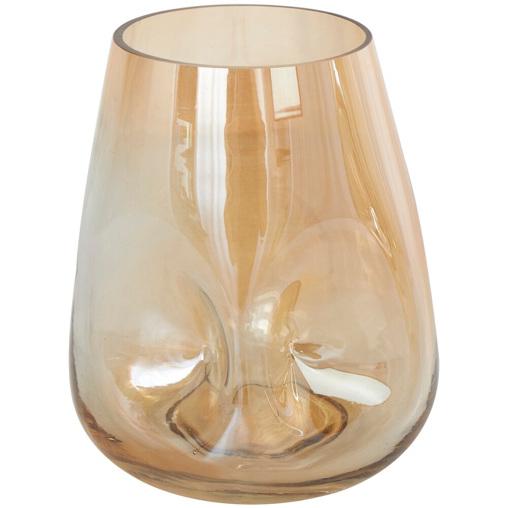 Gold Glass Concaved Iridescent Vase (Set of 2)