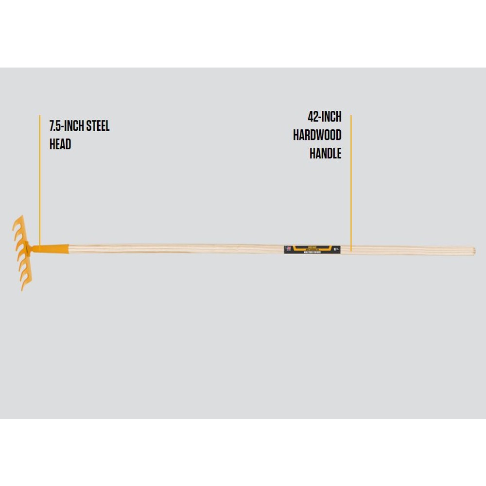 True Temper Real Garden Rake for Kids Painted Steel 42 1/2" Long Yellow