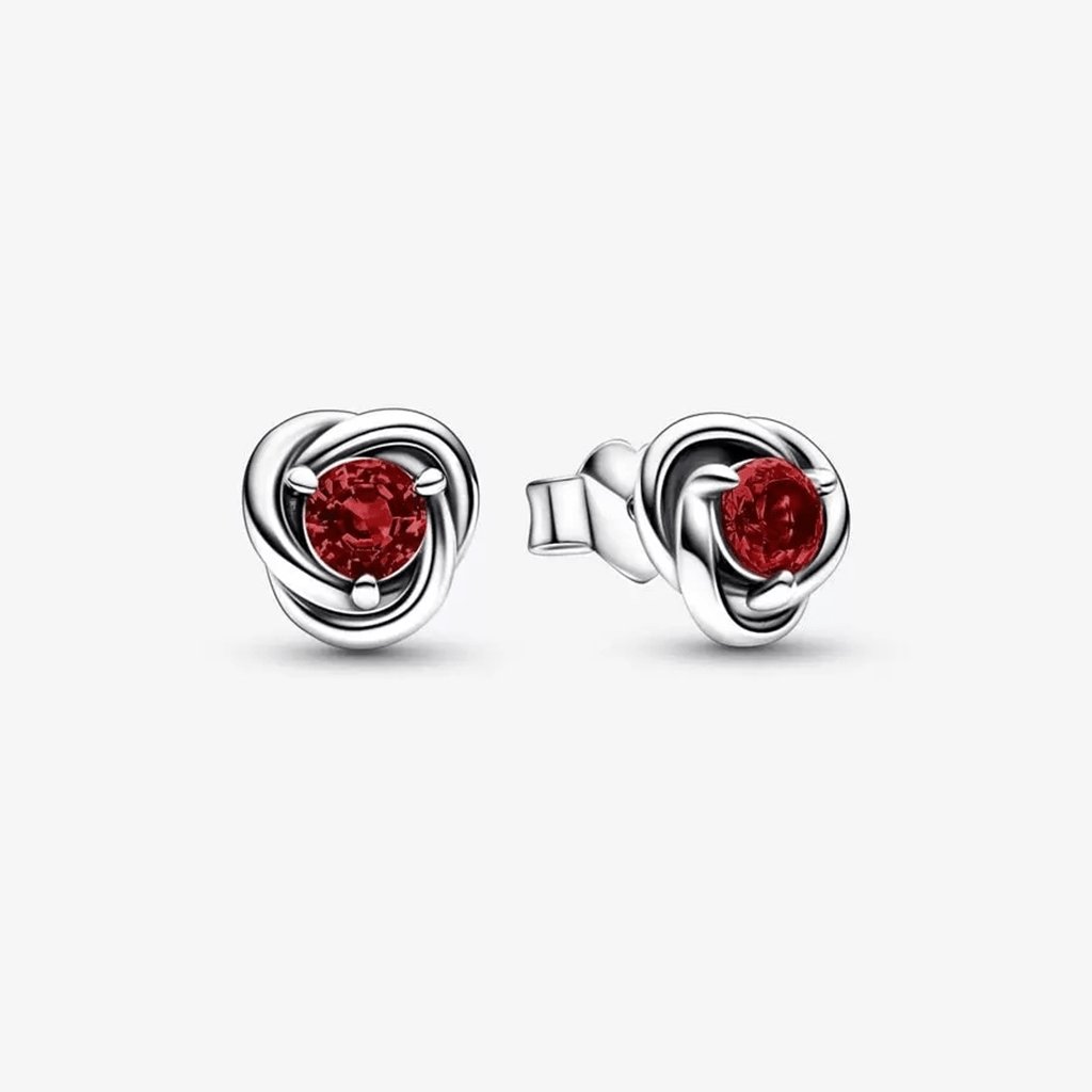 PANDORA  January Red Eternity Circle Stud Earrings