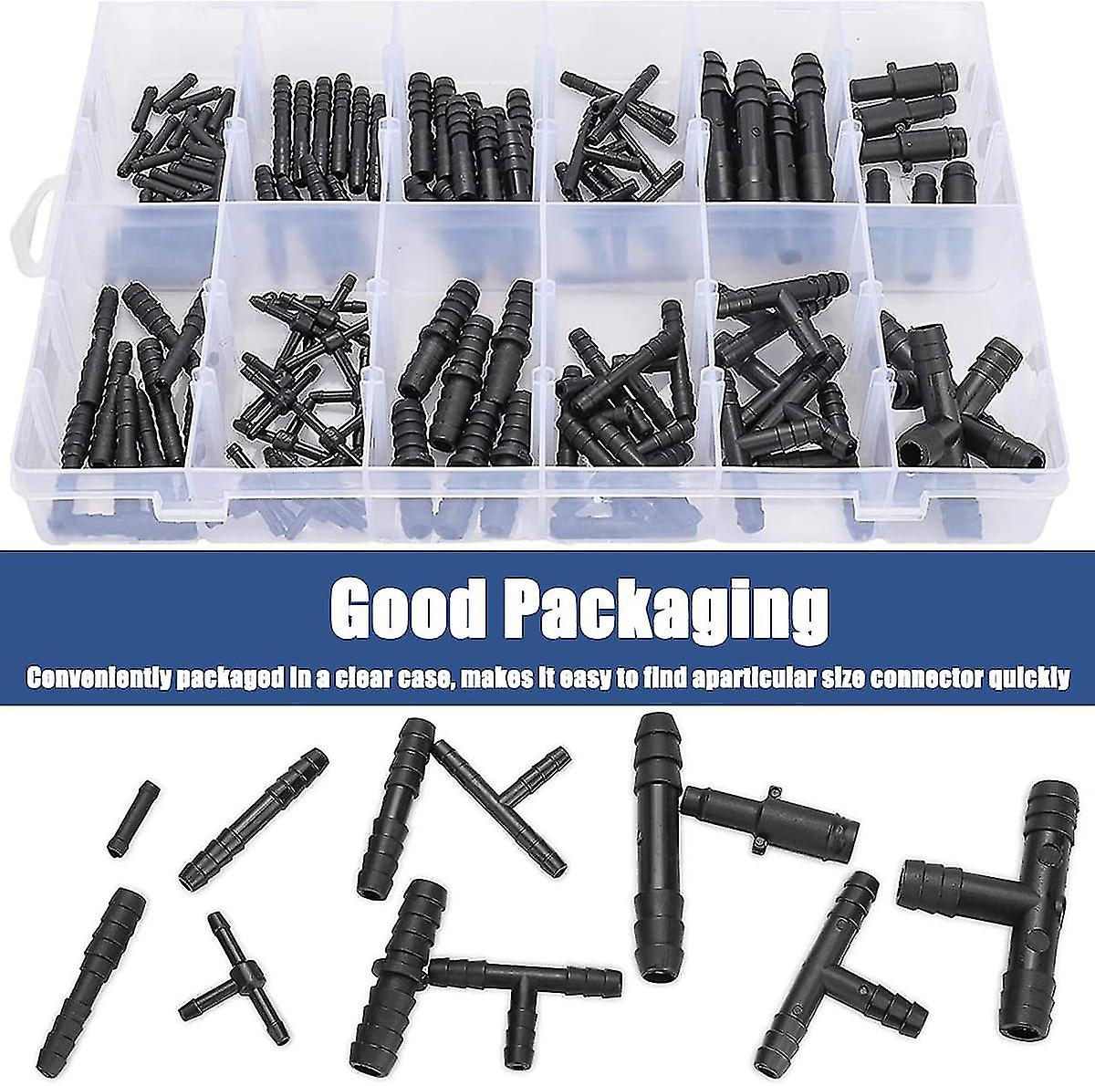Vacuum Connector Assortment， 113 Pcs Nylon Barbed Type Vacuum Tubing Connector Assortment Kit， 12 Sizes Hose Tee Reducer And Straight Connec