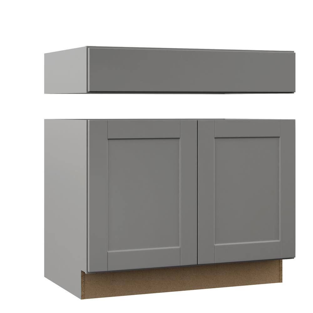 Hampton Bay Shaker Assembled 36x34.5x24 in. Accessible ADA Sink Base Kitchen Cabinet in Dove Gray KSBA36-SDV