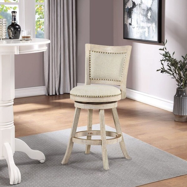 Melrose High Back Swivel Wood Counter Stool