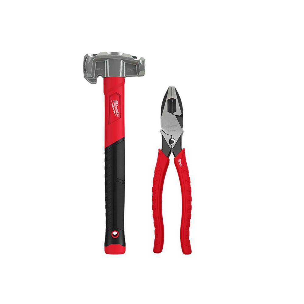 MW 36 oz. 4-in-1 Lineman's Hammer with 9 in. High Leverage Lineman's Pliers with Crimper 48-22-9040-48-22-6100