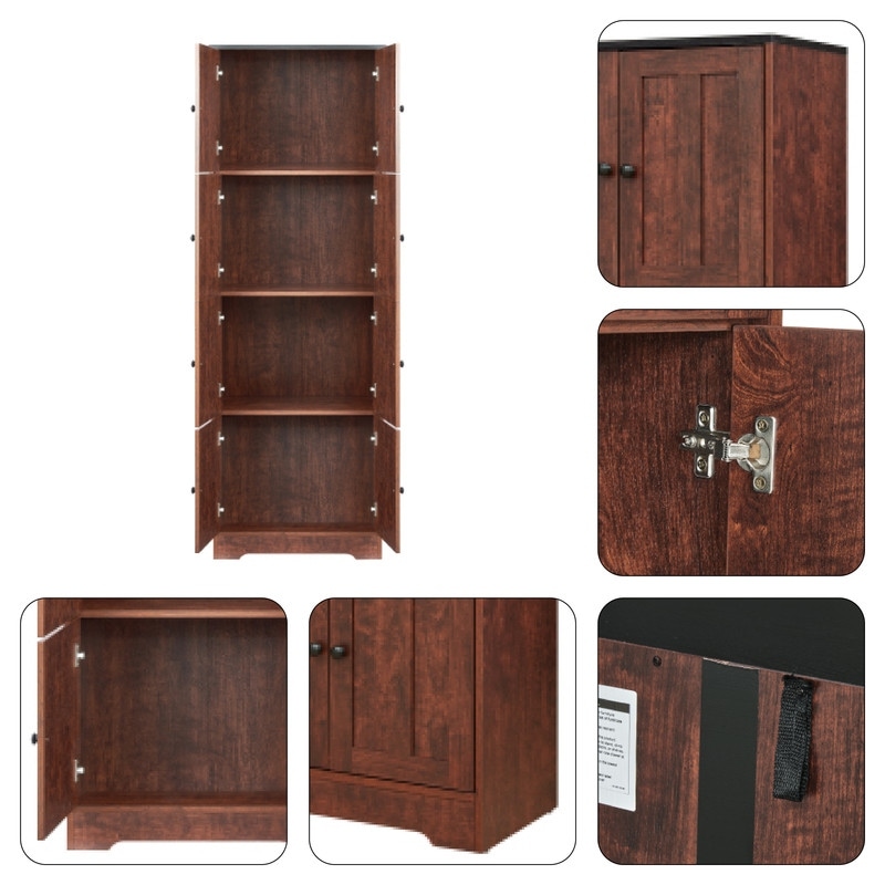 4 Shelves storage cabinet Walnut wall storage MDF pantry cabinet