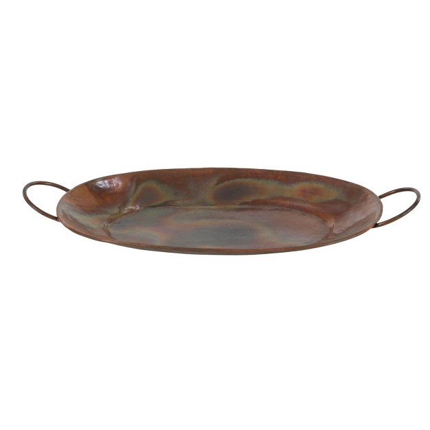 New Traditional Rustic Round Metal Tray Set Copper 3pk Olivia amp May