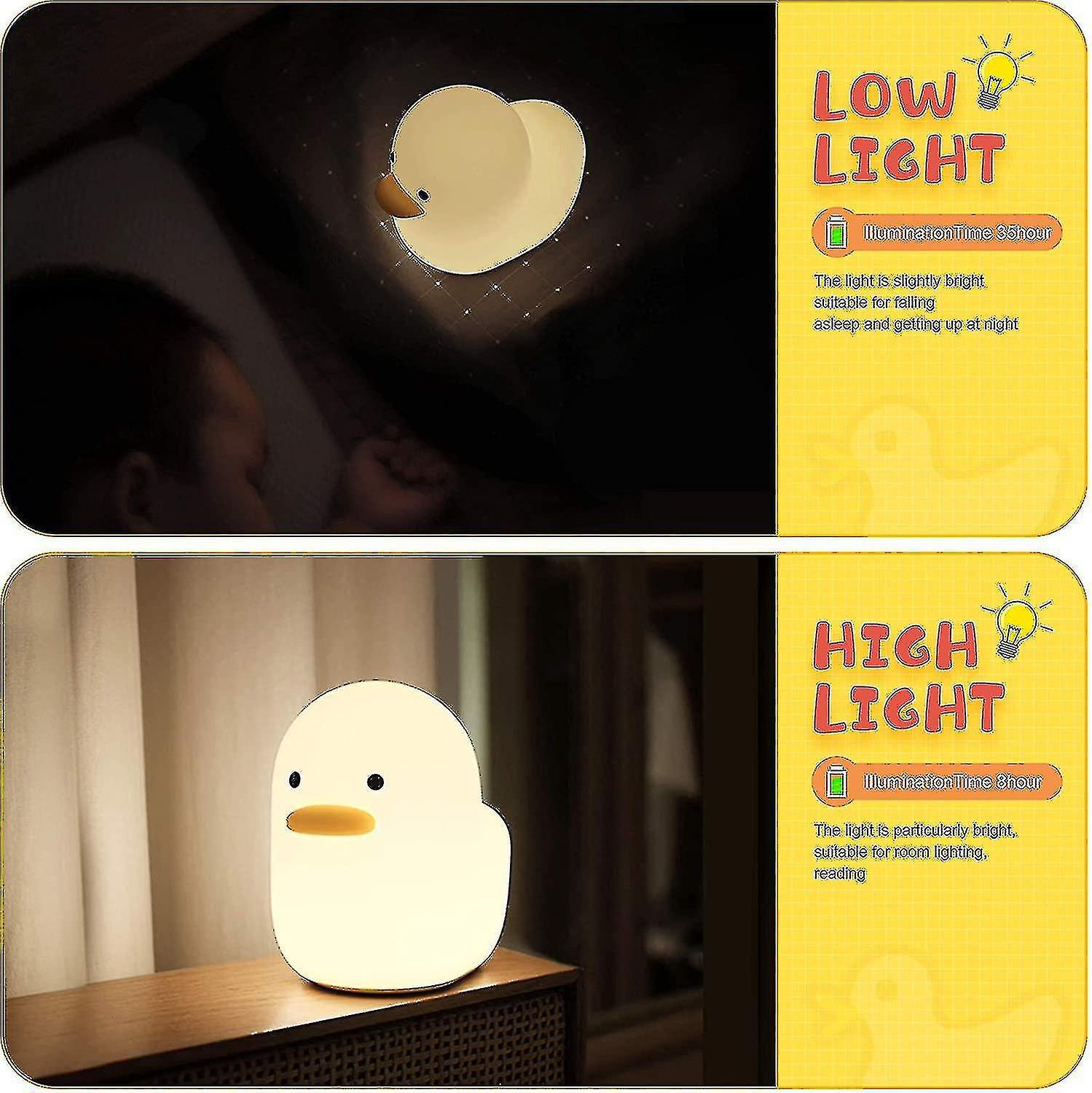 Led Duck Night Light， Cute Animal Silicone Nursery Night Light Rechargeable Table Lamp Bedside Lamp With Touch Sensor - Ssxjv