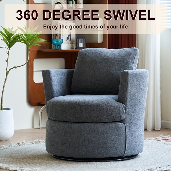 Swivel Barrel Chair，Comfy Round Accent Sofa Chair for Living Room，360 Degree Swivel Barrel Club Chair