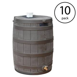 Good Ideas Rain Wizard 50 Gallon Plastic Rain Barrel Water Oak (10-Pack) 10 x RW50-OAK