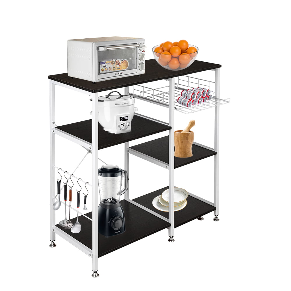 Modern Simple Fashion 3-Tier Kitchen Baker's Rack Utility Storage Shelf Microwave Stand Dark Brown