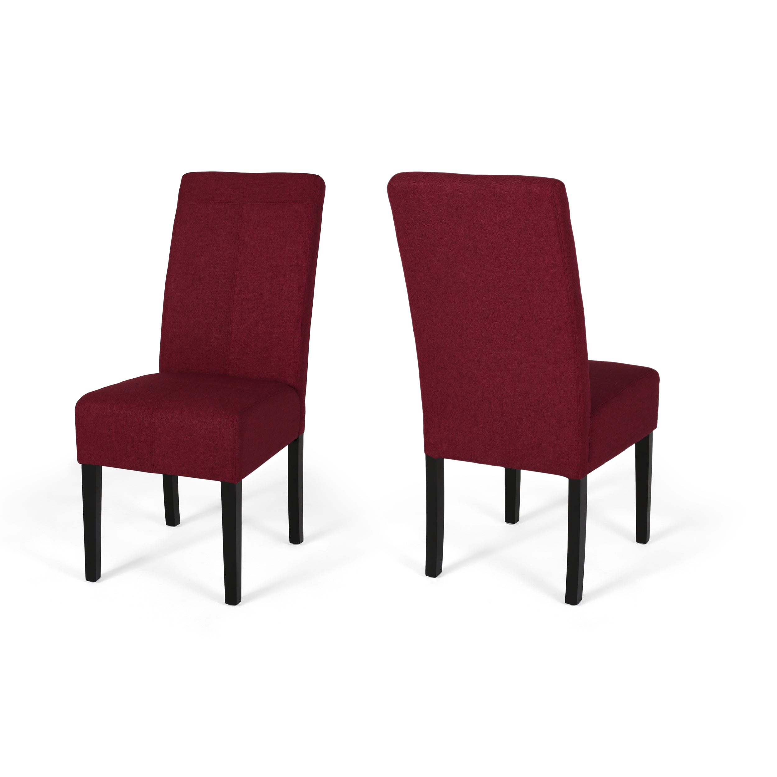 Raphael Wooden Dining Chairs (Set of 2), Deep Red and Dark Brown Finish