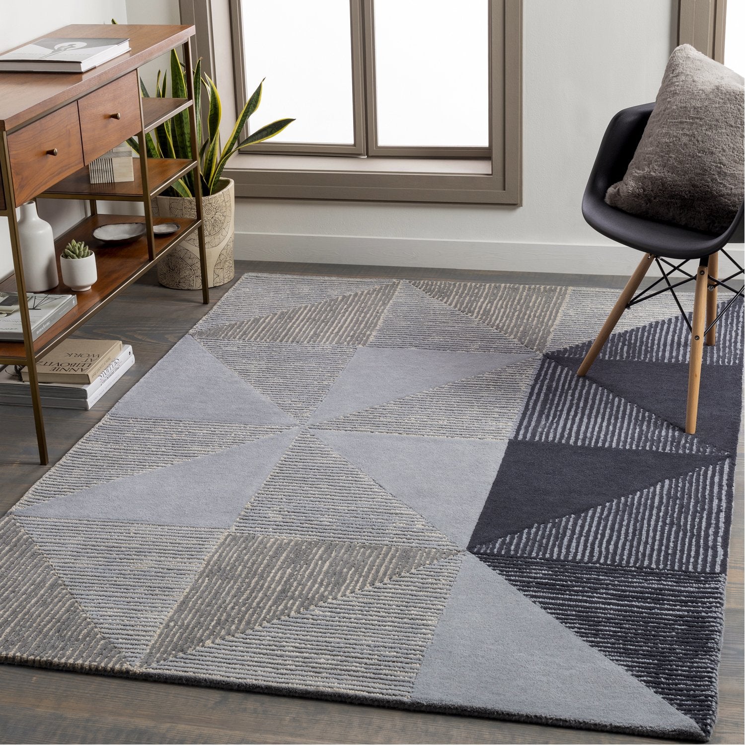 Kennedy Hand Tufted Rug in Navy, Taupe, Khaki, Charcoal, Denim