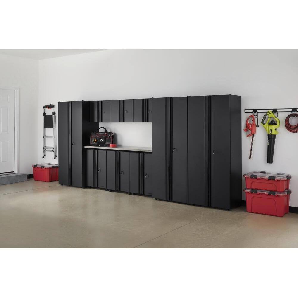 Husky 10-Piece Regular Duty Welded Steel Garage Storage System in Black (163 in. W x 75 in. H x 19 in. D) GS16210-3DSS