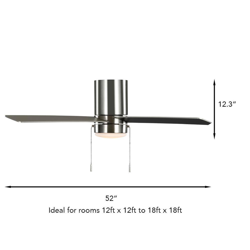 Hampton Bay Scenic 52 in. Integrated LED Indoor Brushed Nickel Hugger Ceiling Fan with Reversible Motor  Reversible Blades Included 92302