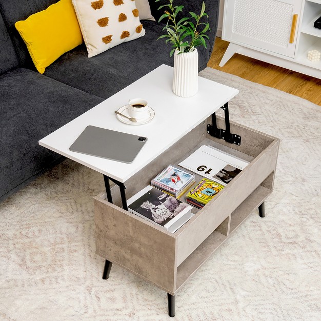 Costway 31 5 x27 x27 Lift Top Coffeetable Moderntable W Hidden Compartment amp wood Legs For Home