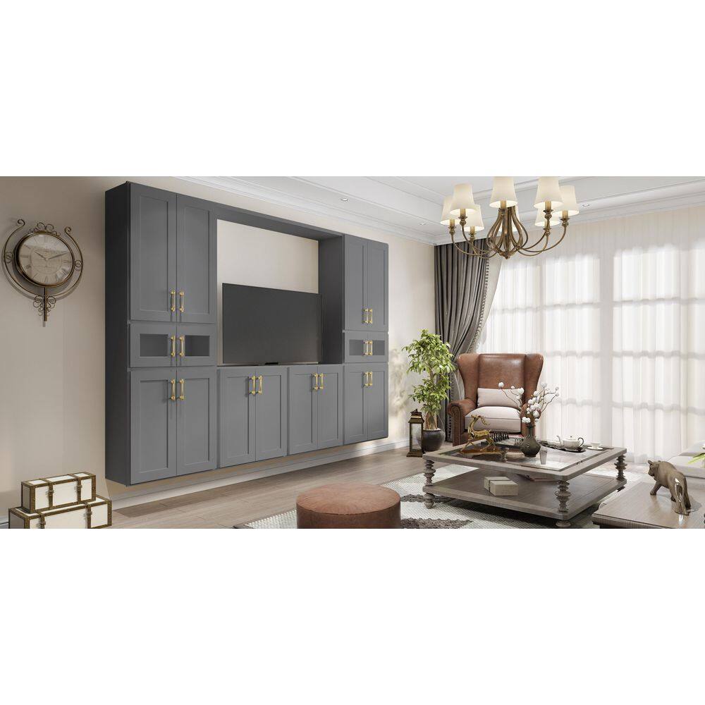 HOMEIBRO 24 in. W x 24 in. D x 34.5 in. H in Shaker Gray Plywood Ready to Assemble Floor Base Kitchen Cabinet with 2 Drawers HD-SG-2DB24-A