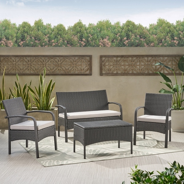 Cordoba Outdoor Wicker 4piece Conversation Set with Cushions by Christopher Knight Home