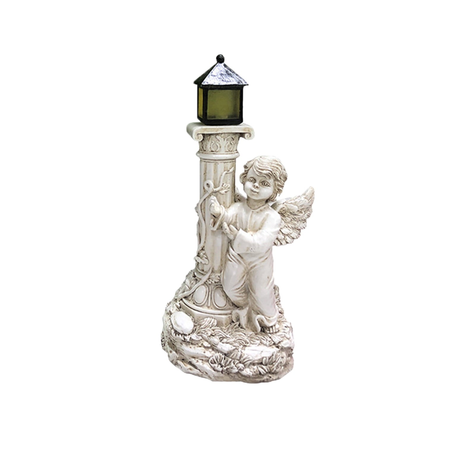 Home Decor Roman Pillar Angel Statue Garden Figurine Sculptures Solar Energy Lamp Light Resin b