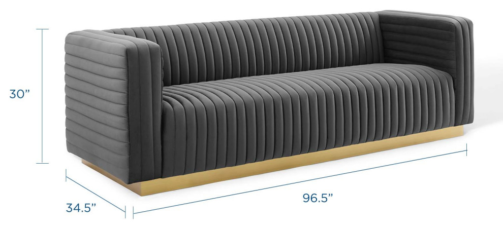 Charisma Channel Tufted Performance Velvet Living Room Sofa   Contemporary   Sofas   by Uber Bazaar  Houzz