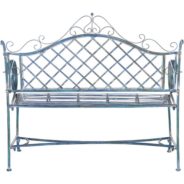 Abner Wrought Iron 45 75 Inch W Outdoor Garden Bench Safavieh