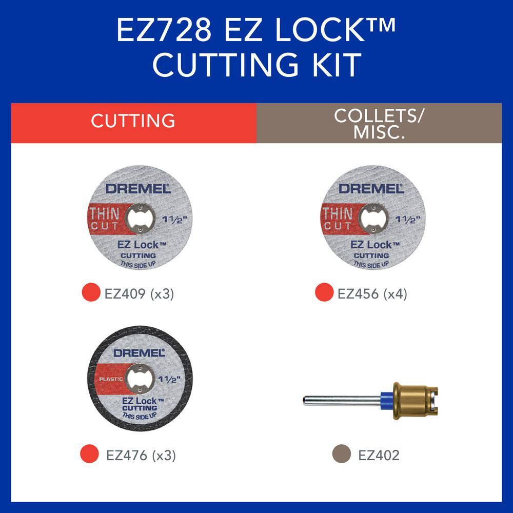 Dremel 4000 Series 1.6 Amp Variable Speed Corded Rotary Tool Kit with 11-Pc EZ Lock Cutting Rotary Accessories Kit 4000434+EZ72801