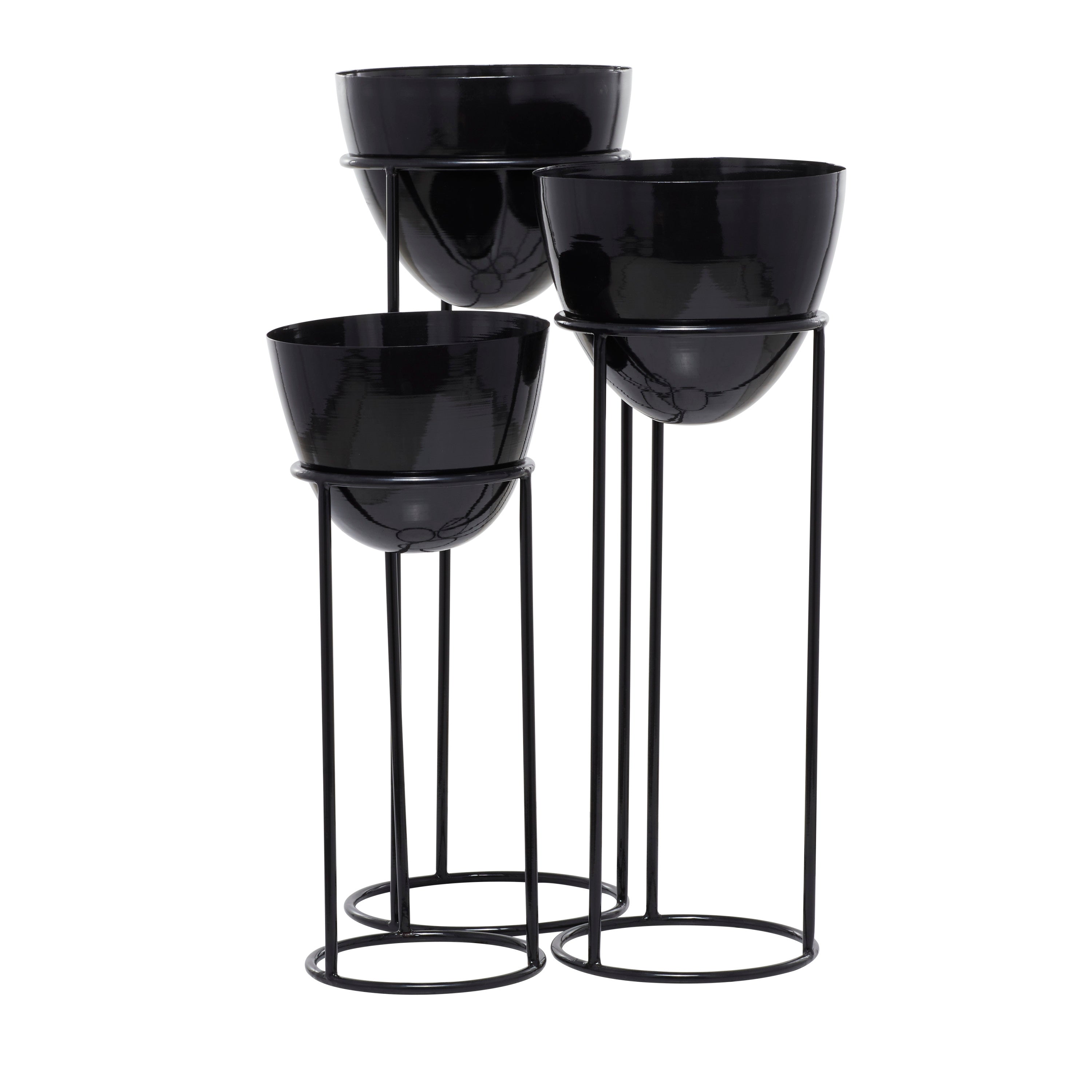 CosmoLiving by Cosmopolitan 36", 33", 26"H Black Metal Planter with Removable Stand (3 Count)