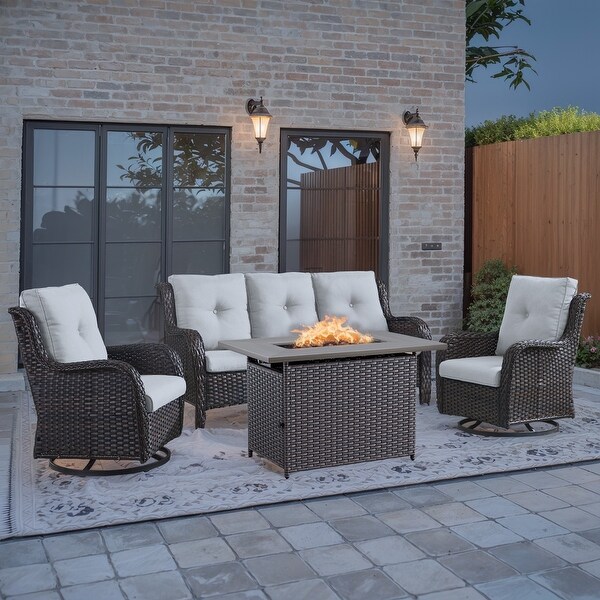 Patio Sofa Sets with Fire Pit Table