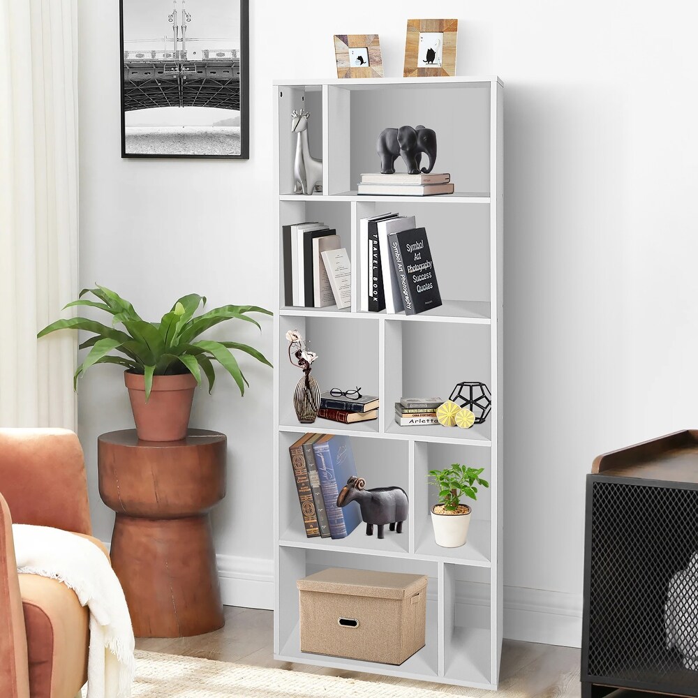 Costway 5 tier Wood Bookcase 66'' Tall Open Storage shelf Display Rack   See Details