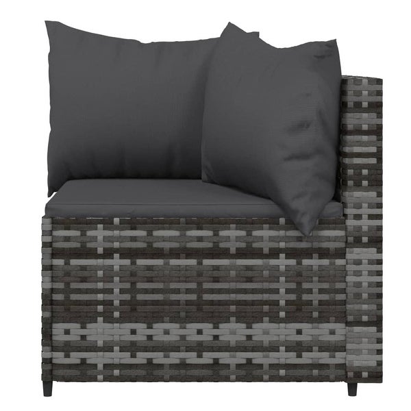 3 Piece Patio Lounge Set with Cushions Gray Poly Rattan - Overstock - 37845164