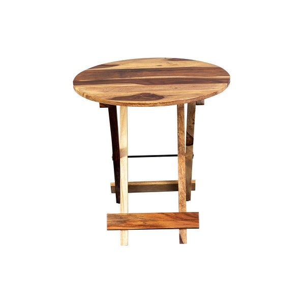 Solid Sheesham Wood Round Table， Harvest