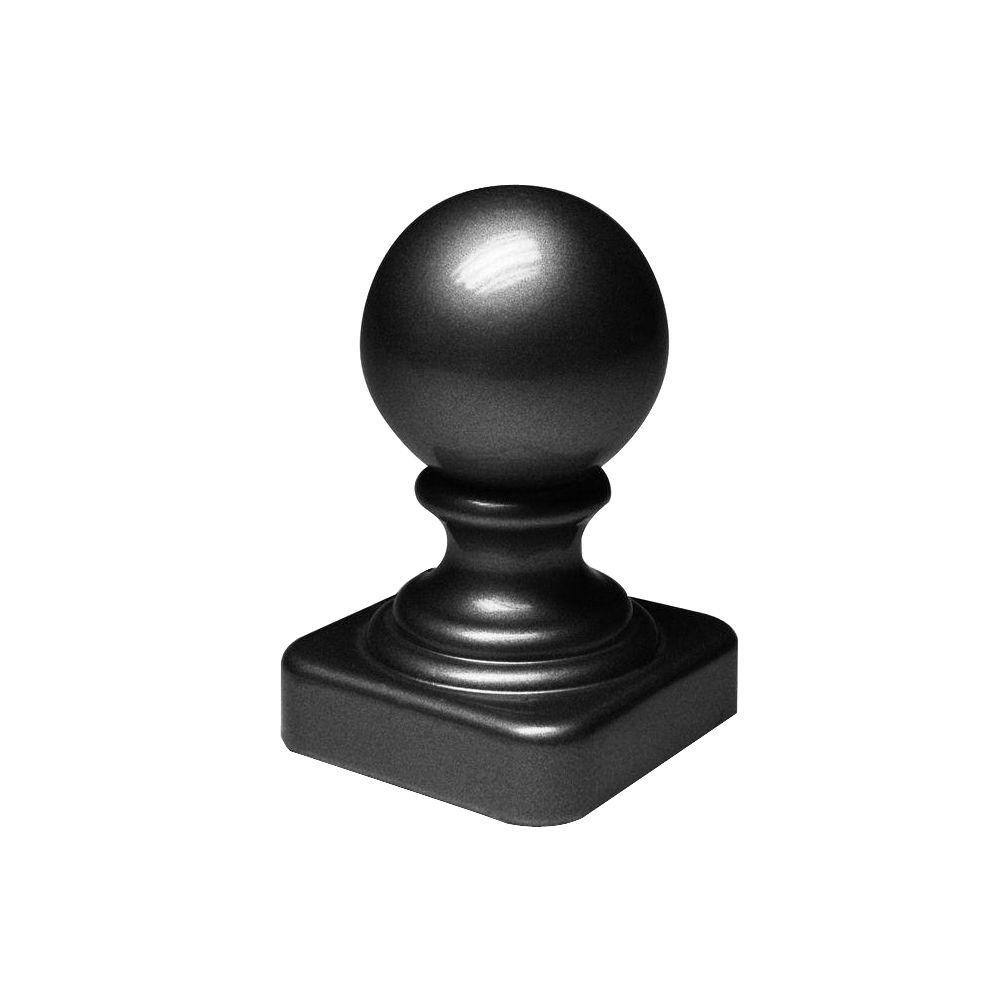 Barrette Outdoor Living 2-12 in. x 2-12 in. x 3-34 in. Black Aluminum Ball Post Top 73010707