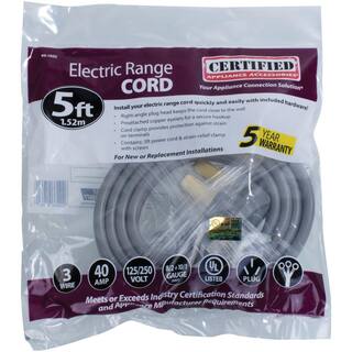 CERTIFIED APPLIANCE ACCESSORIES 5 ft. 83 3-Wire Eyelet 40-Amp Range Cord 90-1062