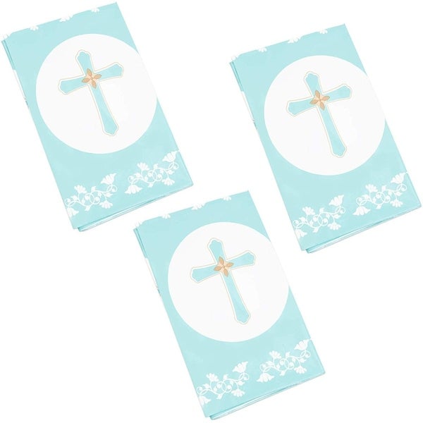 3 Pack Religious Baptism Easter Party Tablecloth Table Cover for Kids， 54 x 108