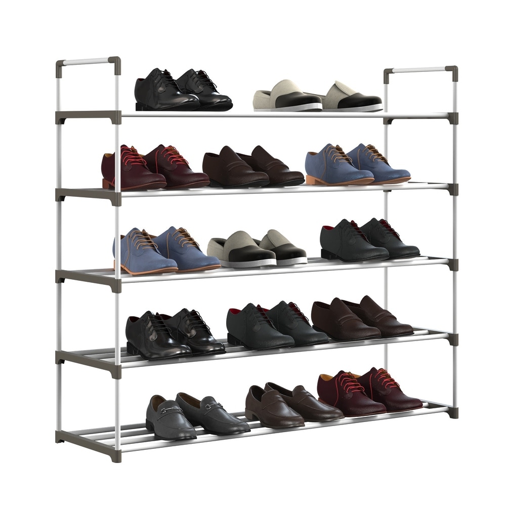 Shoe Rack   Shoe Organizer for Closet  Bathroom  Entryway by Home Complete (White)