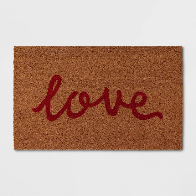 x27 love x27 Coir Doormat Red natural