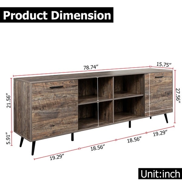 78''W Modern Adjustable Storage TV Stand and Entertainment Center Up to 65'' TV for Living Room - 78.74x15.75x27.56